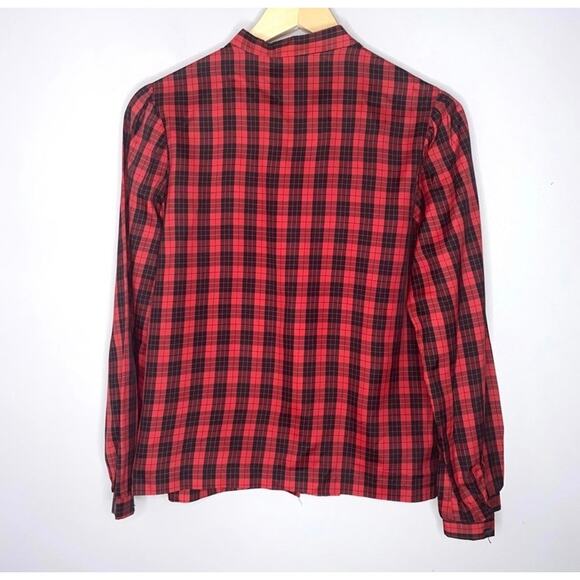 Vintage Private Line New York Check Pleated Front Button Up Blouse Size 34 Small - Picture 4 of 7